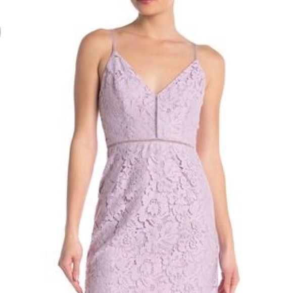 Lilac Lace Lattice ASTR Midi Dress - Picture 1 of 7